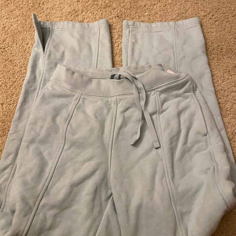 ALO Yoga Sky Blue Lounge Pants high waist free time straight leg - Picture 2 of 4